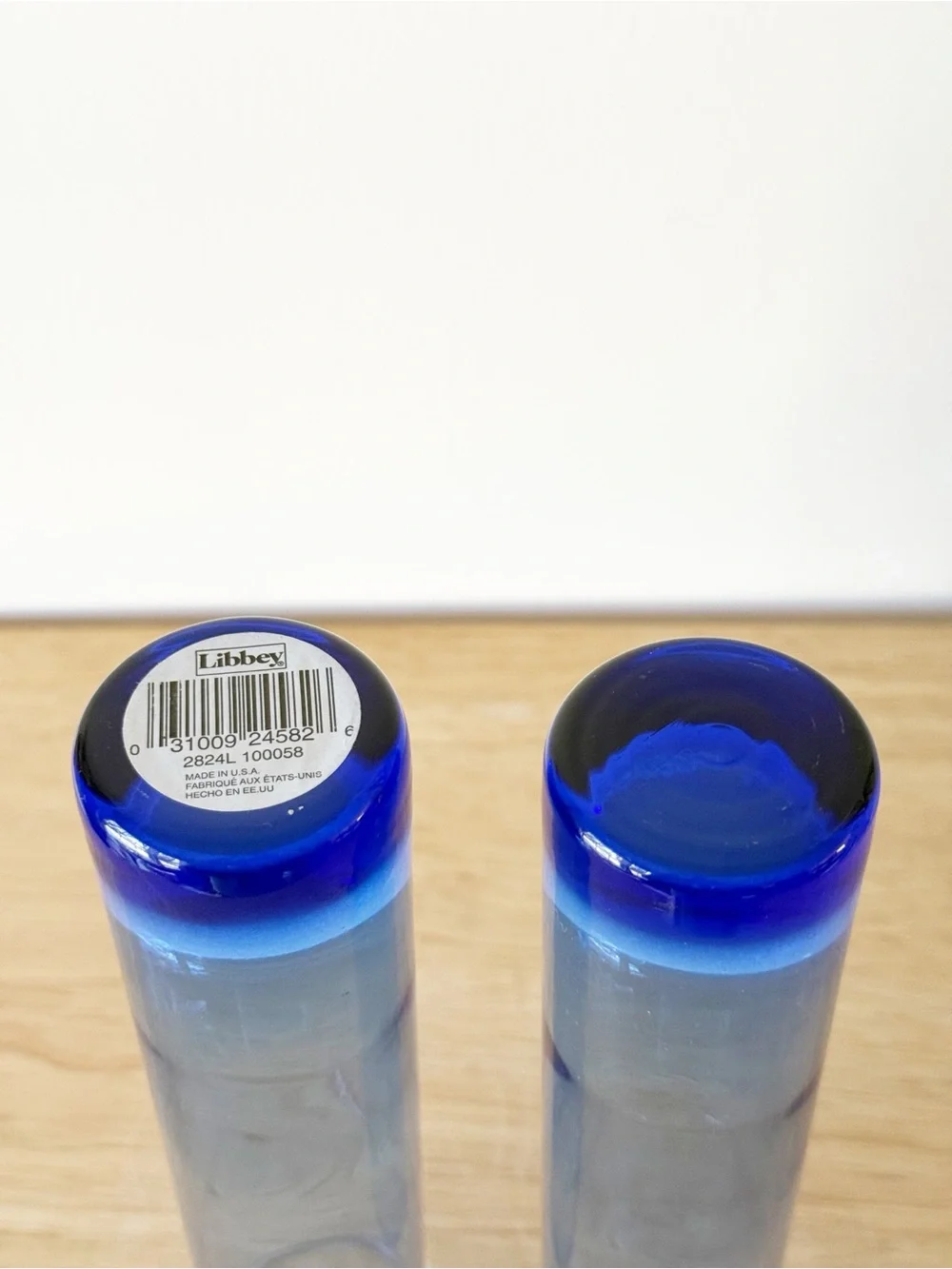 Vintage Libbey Cobalt Blue Cylinder Bud Vases Weighted Base Made in USA 7.5